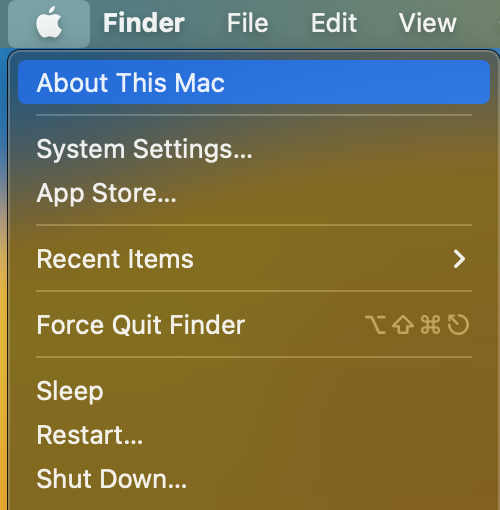 About this Mac in Mac Finder
