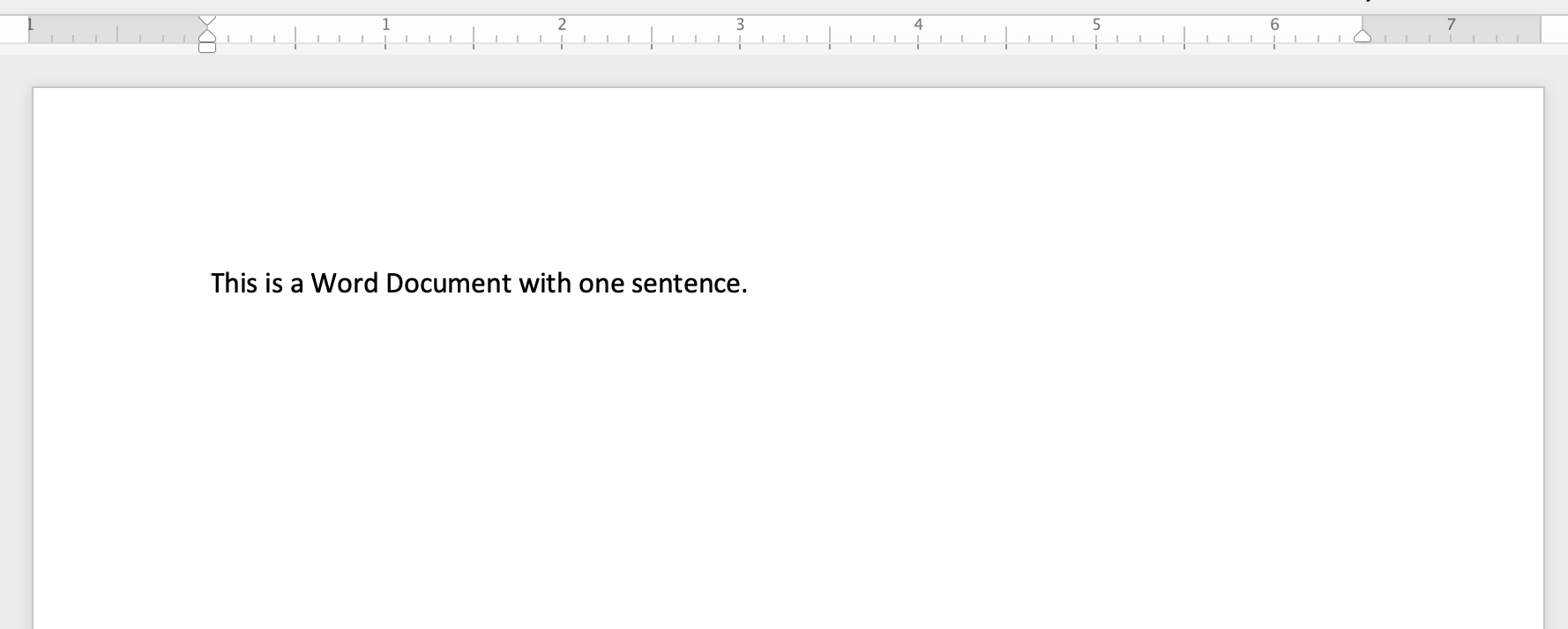 Word doc with a single sentence