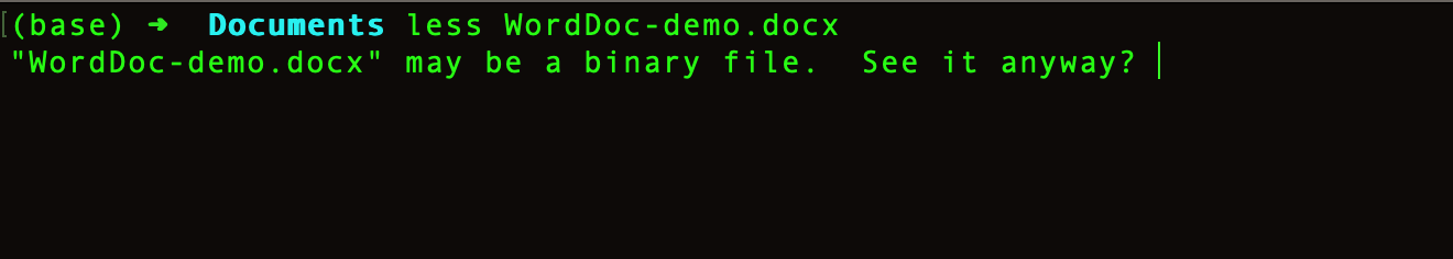 Less command with Word doc in .docx format